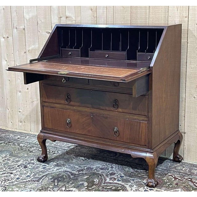 Wood Vintage English Donkey Secretaire in Mahogany, 1930s For Sale - Image 7 of 17