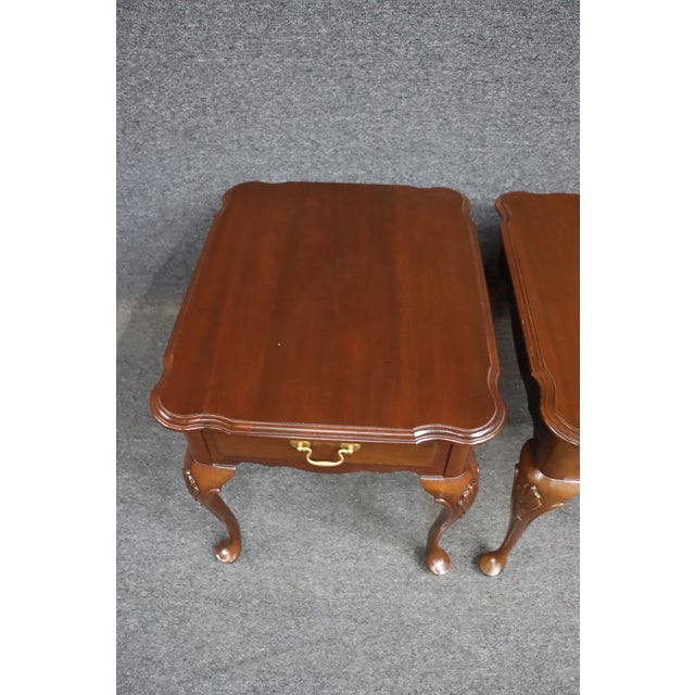 Early 21st Century Ethan Allen Queen Anne Cherry Side Tables – Pair For Sale - Image 5 of 13
