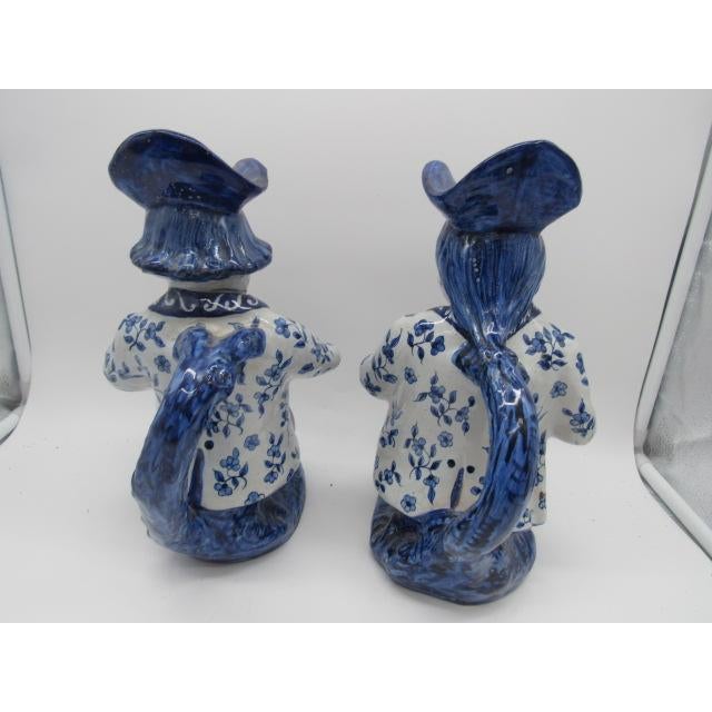 Pair of 18th Century Blue and White Dutch Toby Figure Jugs For Sale - Image 4 of 9