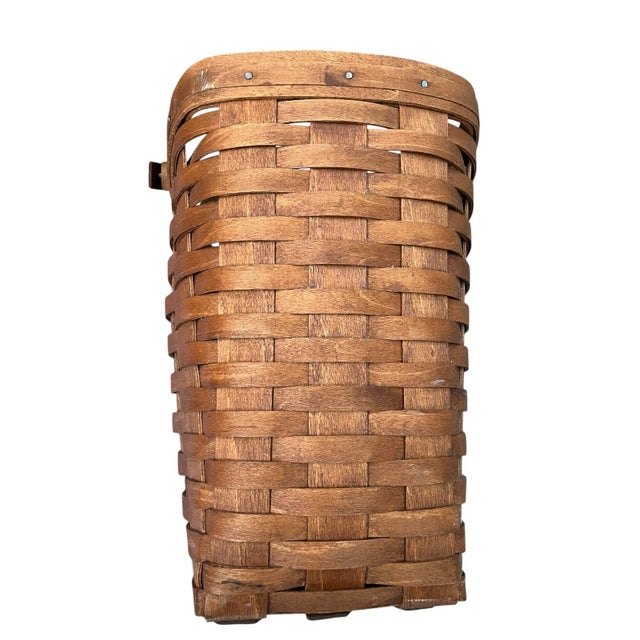 Wood Vintage Longaberger Handwoven Maple Wood Basket Brown Farmhouse Rustic Traditional For Sale - Image 7 of 8