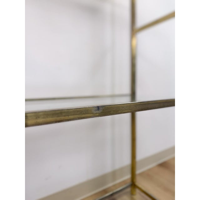 Vintage Milo Baughman Style Brass Tone Etagere Shelf Vintage Hollywood Regency For Sale - Image 16 of 17