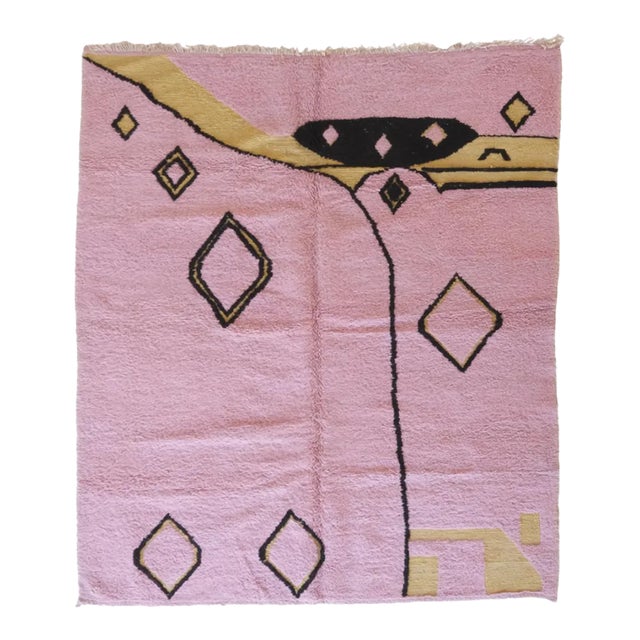 2020's Moroccan Contemporary Pink Rug - 9.8 X 8 Ft For Sale