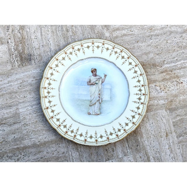 Victorian Antique Copeland Spode Jewelled Portrait Cabinet Plate – Signed S. Alcock, Hand Painted, 19th Century For Sale - Image 3 of 10