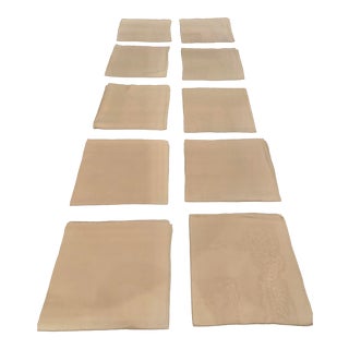 19 Vintage Damask Linen Napkins - For Sale