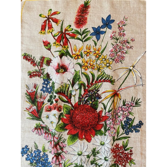 Textile Vintage Australian Wildflowers Linen Tea Towel Designed by Heil For Sale - Image 7 of 9