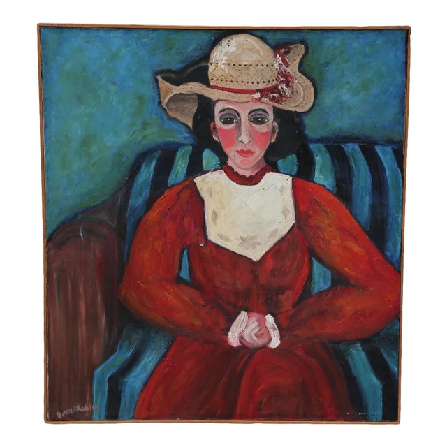 1980s "Easter Hat" Impressionist Portrait of a Woman For Sale