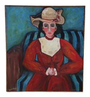 1980s "Easter Hat" Impressionist Portrait of a Woman