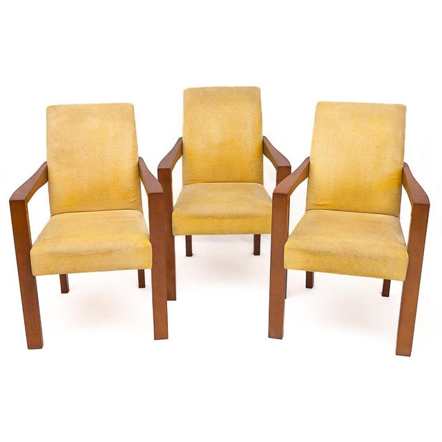 Set of six Art Deco bridge chairs by Hugues Chevalier. Ying Bridge Conference model. Designer: Chafik Gasmi. Solid beech...