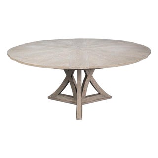 Transitional Round Dining Table, Large - Grey Oak For Sale