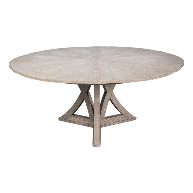 Transitional Round Dining Table, Large - Grey Oak For Sale