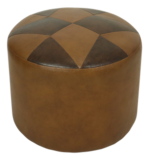 Vintage Round Brown Ottoman with Star Motif, 1960s