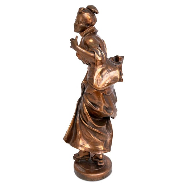 Traditional Alfred Lanson "Geisha" Patinated Bronze, 19th Century For Sale - Image 3 of 6