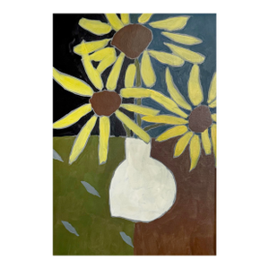 Sunflower Still Life Acrylic Painting, Floral Wall Art, Yellow Flowers Painting, Modern Botanical Art, Original Acrylic Painting