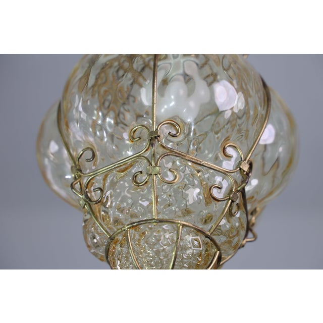 1970s Wonderful Amber Vintage Venetian Lantern, Murano Glass - Set of 2 For Sale - Image 16 of 16