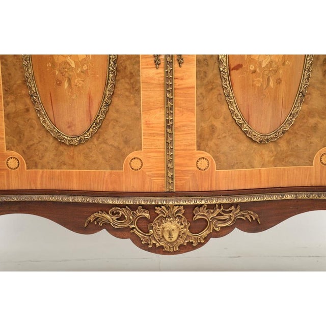 French Inlaid Marquetry Sideboard with Marble Top, 1930 For Sale - Image 9 of 11