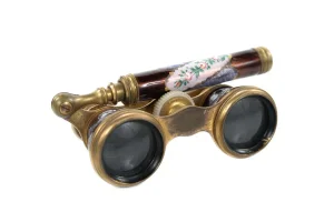 Antique 19th C French Enamel & Brass Opera Glasses
