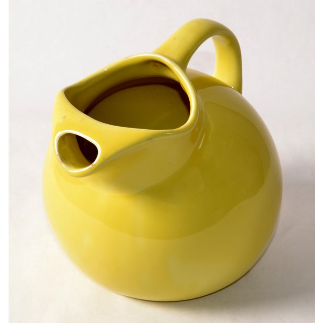 California Pottery 1940 Art Deco Hall California Yellow Art Deco Ball Glazed Pottery Stoneware Pitcher For Sale - Image 4 of 15