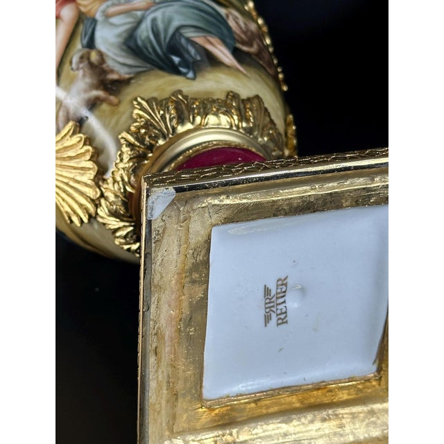 Vintage French Rococo Style Hand-Painted Porcelain Vase with Swan Handles and Gilded Details from Retier, 1920s For Sale - Image 10 of 11