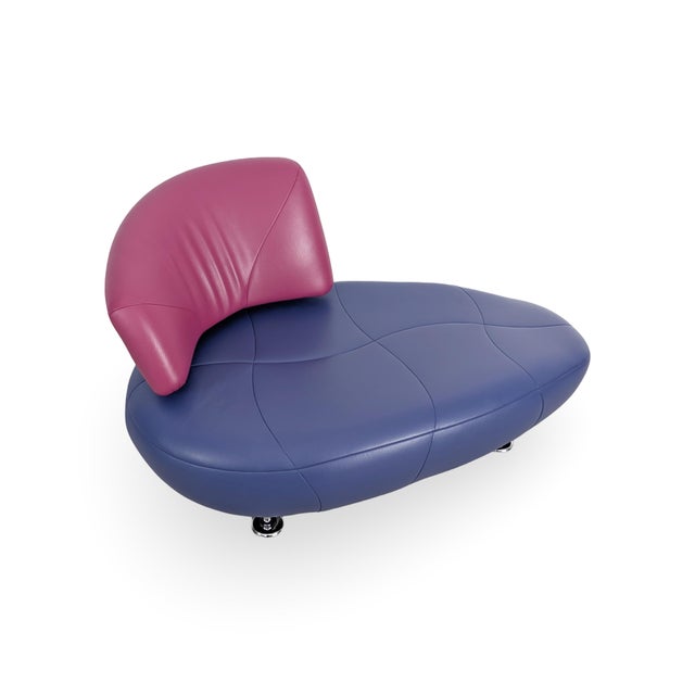 Blue Chaise Lounge in Leather from Leolux For Sale - Image 8 of 12