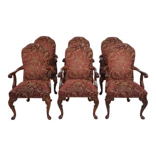 Set of 6 Hickory Chair Co George III Upholstered Dining Room Armchairs For Sale