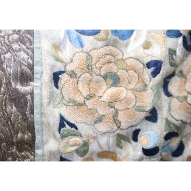 Textile Antique Chinese Hand Embroidery Silk 1800's Ornate Qing Dynasty Needlepoint For Sale - Image 7 of 9