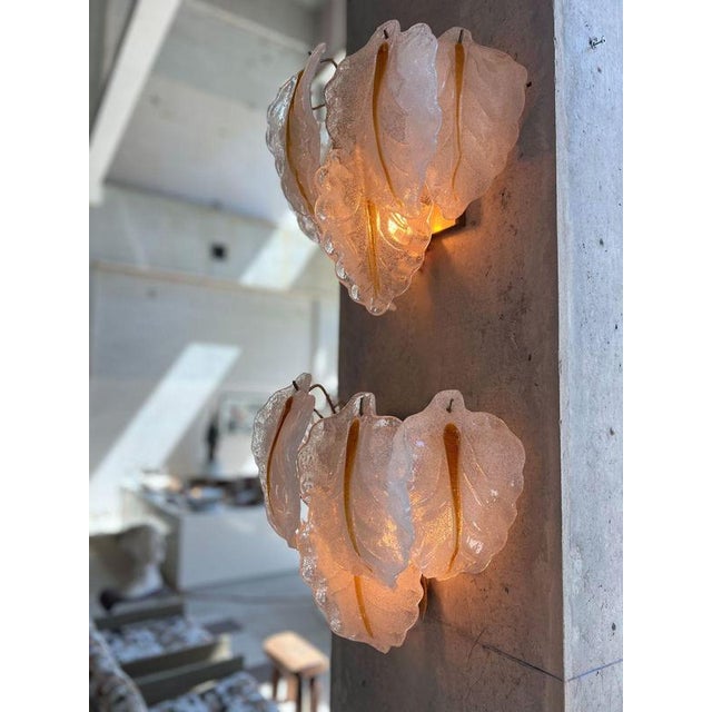 White Murano Glass Wall Sconces, 1960s, Set of 2 For Sale - Image 8 of 14