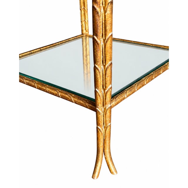 70’s Gilt Painted Hollywood Regency Two Tier Side Table For Sale - Image 4 of 11