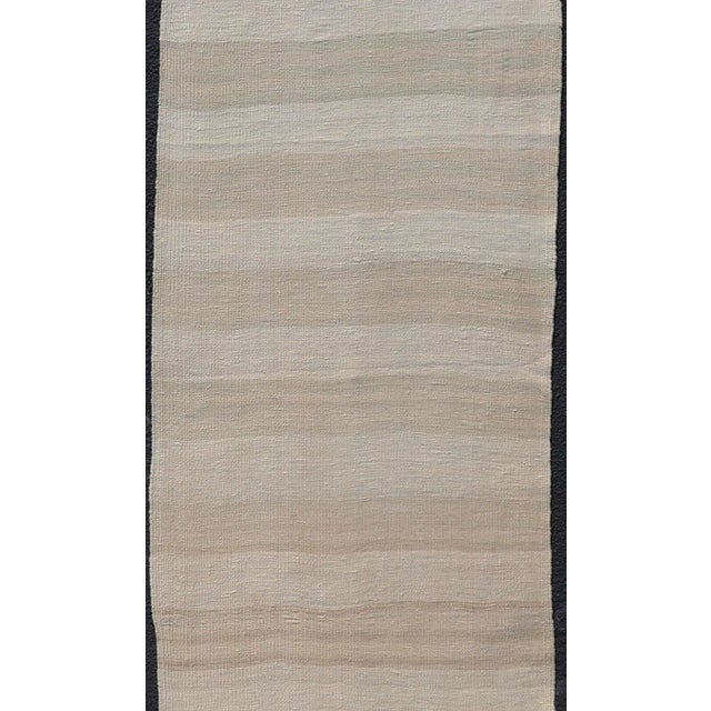 Mid 20th Century Mid 20th Century Vintage Turkish Kilim Runner With Stripes in Light Taupe and Neutral Tones For Sale - Image 5 of 11
