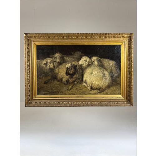 D. Van Lokhorst, Sheep in the Stable, 19th Century, Oil on Canvas For Sale - Image 9 of 18