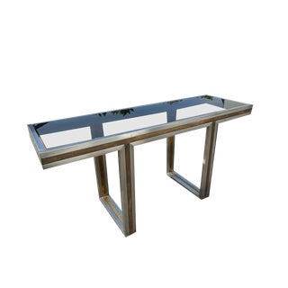 Italian Steel and Brass Console, 1970s For Sale