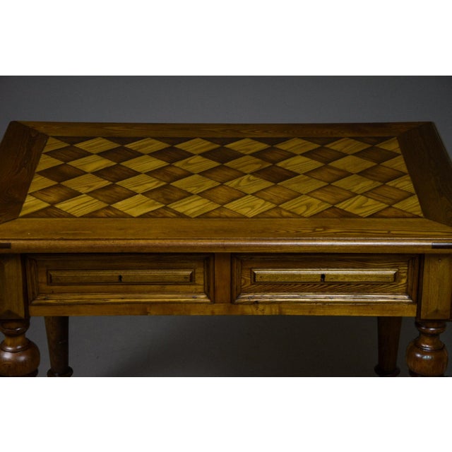 Geometric Parquetry Console or Writing Table in Ash and Oak, 1850-1870 For Sale - Image 14 of 16
