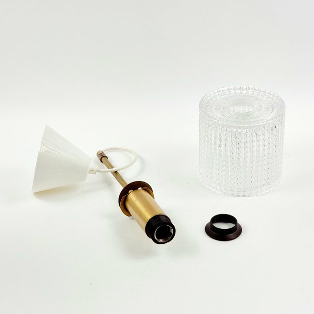 Mid-Century Modern Scandinavian Glass and Brass Pendant Light by Carl Fagerlund for Orrefors, Sweden, 1960s For Sale - Image 6 of 8