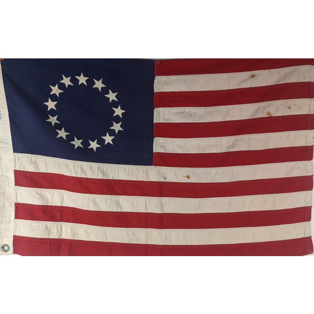 Mid 20th Century Vintage Bull Dog Bunting Dettra 13-Star Sewn American Flag, Red, White & Blue For Sale - Image 5 of 9