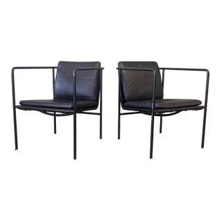 1990s Pair of Black Leather Brenda Arm Chairs by Antonio Citterio for Flexform #2 For Sale