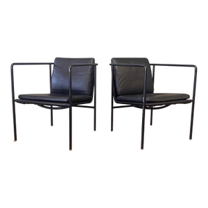 1990s Pair of Black Leather Brenda Arm Chairs by Antonio Citterio for Flexform #2