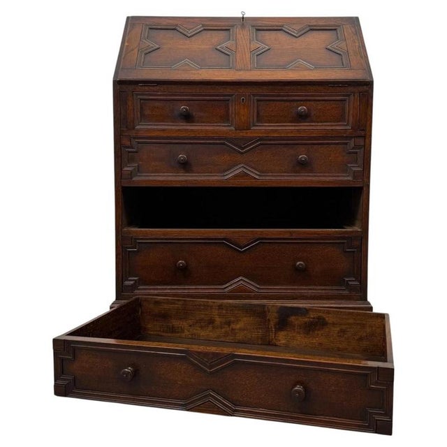 20th Century Jacobean Oak Writing Desk For Sale - Image 4 of 14