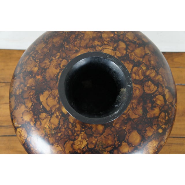 Plastic Late 20th Century Adelina Mottled Marbled Gold Amber Brown Bulbous Vase Urn Centerpiece For Sale - Image 7 of 12