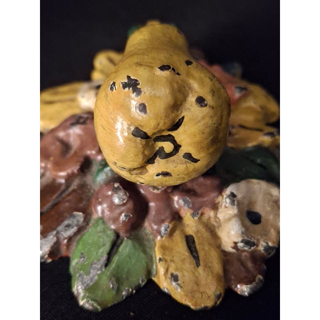 Antique Hubley Cast Iron Pear Floral Door Knocker Original Polychrome Paint C1920 For Sale - Image 9 of 14