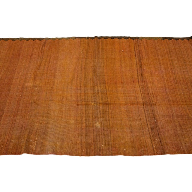 1960s 1960s Vintage Turkish Kilim Orange Handmade Solid Wool Rug For Sale - Image 5 of 8