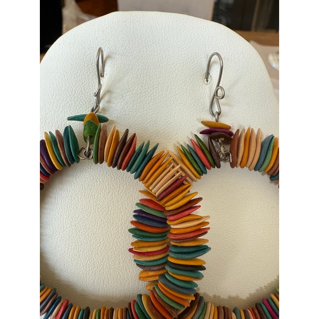 Metal Organic Multi-Color Seeded Hoop Earrings, A Pair For Sale - Image 7 of 8