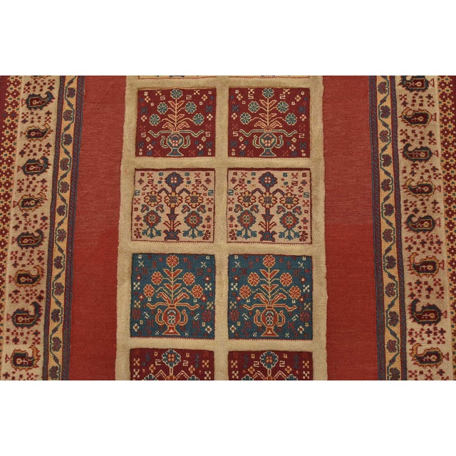 2000 - 2009 Gabbeh Rug 3’5” X 5’4” Red Wool Vintage Tribal Hand-Knotted Oriental Carpet For Sale - Image 5 of 11