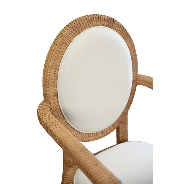 Not Yet Made - Made To Order Matthew Izzo Home Blythe Rattan Wrapped Cameo Back Armed Dining Chair For Sale - Image 5 of 10