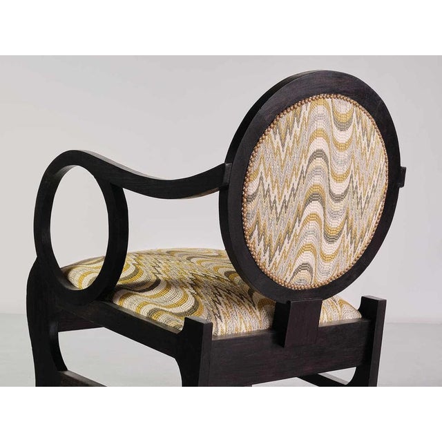 Set of Vintage Armchairs in Oak and Dedar Jacquard by Lajos Kozma, 1940s For Sale - Image 9 of 16