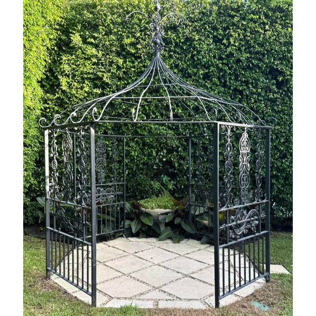 Vintage Regency Wrought Iron Gazebo For Sale In West Palm - Image 6 of 6