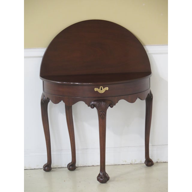 1980s Kittinger Mahogany Half Round Claw Foot Table For Sale - Image 5 of 11