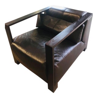 Modern Cantoni Brown Leather Lounge Chair For Sale