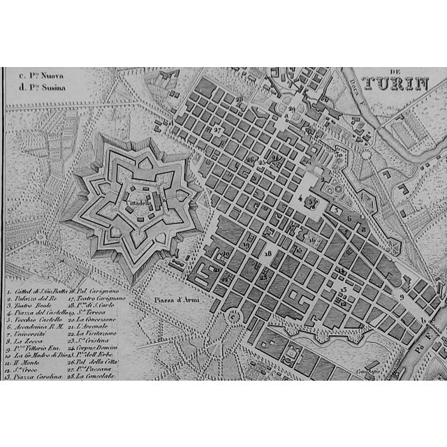 Antique Map Engraving of the City Plan of Turin from Stamperia Artaria Milano, 1834 For Sale - Image 6 of 7