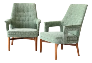Set of Vintage Scandinavian Mint Green Chairs, 1950s