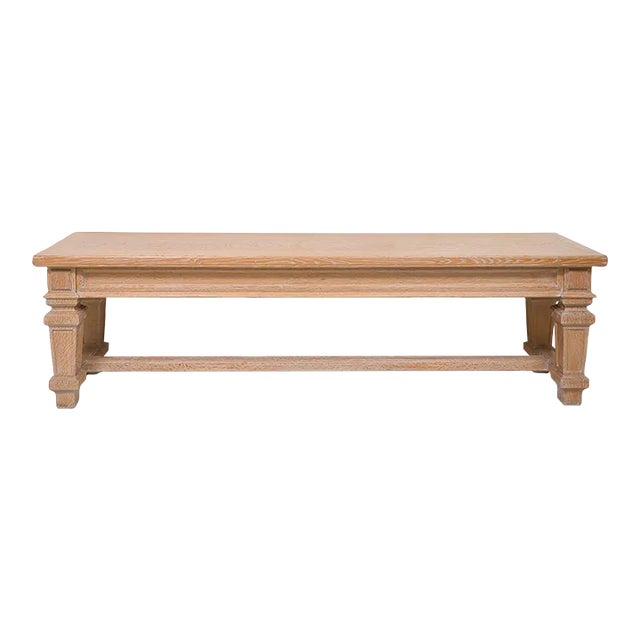 Vintage French Cerused Oak Bench For Sale