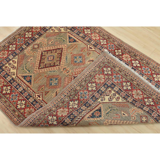 Kazak Rug 4’1” X 5’11” Brown Wool Tribal Hand-Knotted Oriental Carpet For Sale - Image 11 of 12